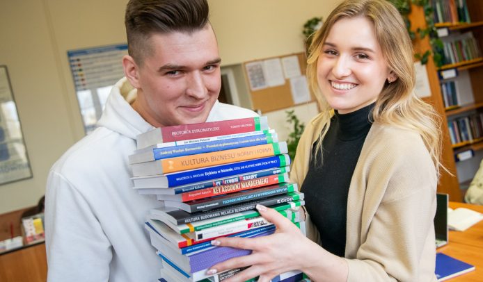 Students with books