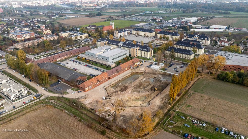 II campus of the Opole University of Technology - dron photo, next phase of construction for "Newton"