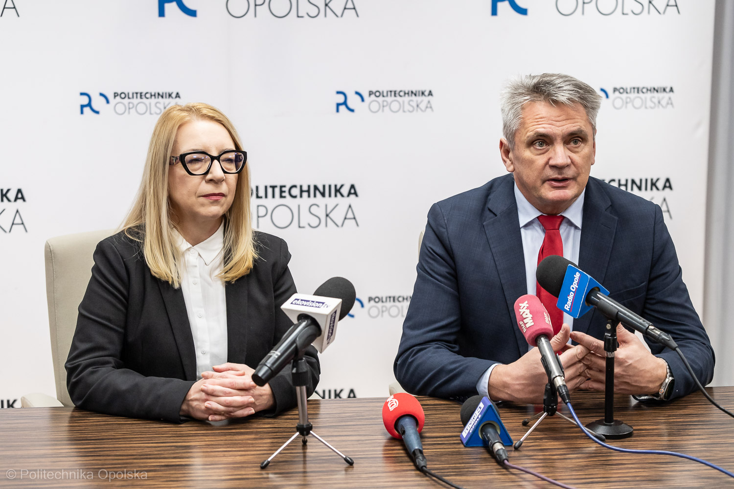 Professor Marcin Lorenc, Rector of the Opole University of Technology and Agnieszka Kossowska, Head of the Office for Persons with Disabilities at the Opole University of Technology and Accessibility Coordinator during the press conference